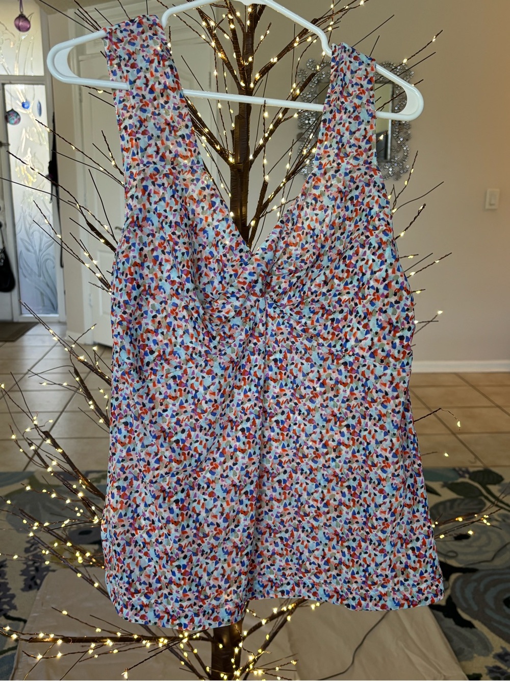 CAbi Multicolor Confetti Print Sleeveless V-Neck Blouse